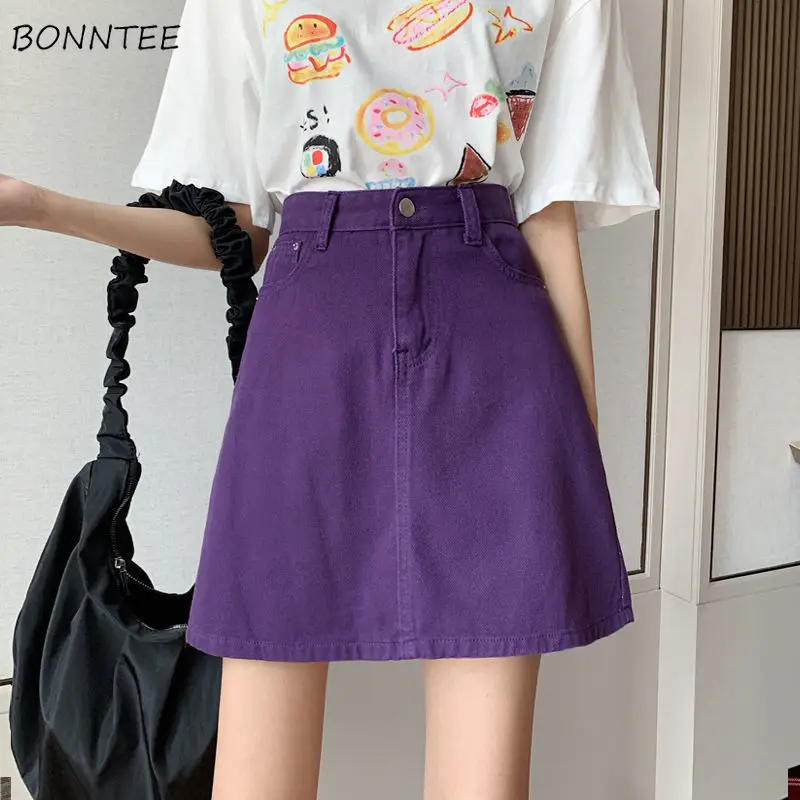 Mini Skirts Women Slim Streetwear 5XL Solid High Waist Student All-match Leisure Female Denim Trendy Summer Popular Chic Ulzzang