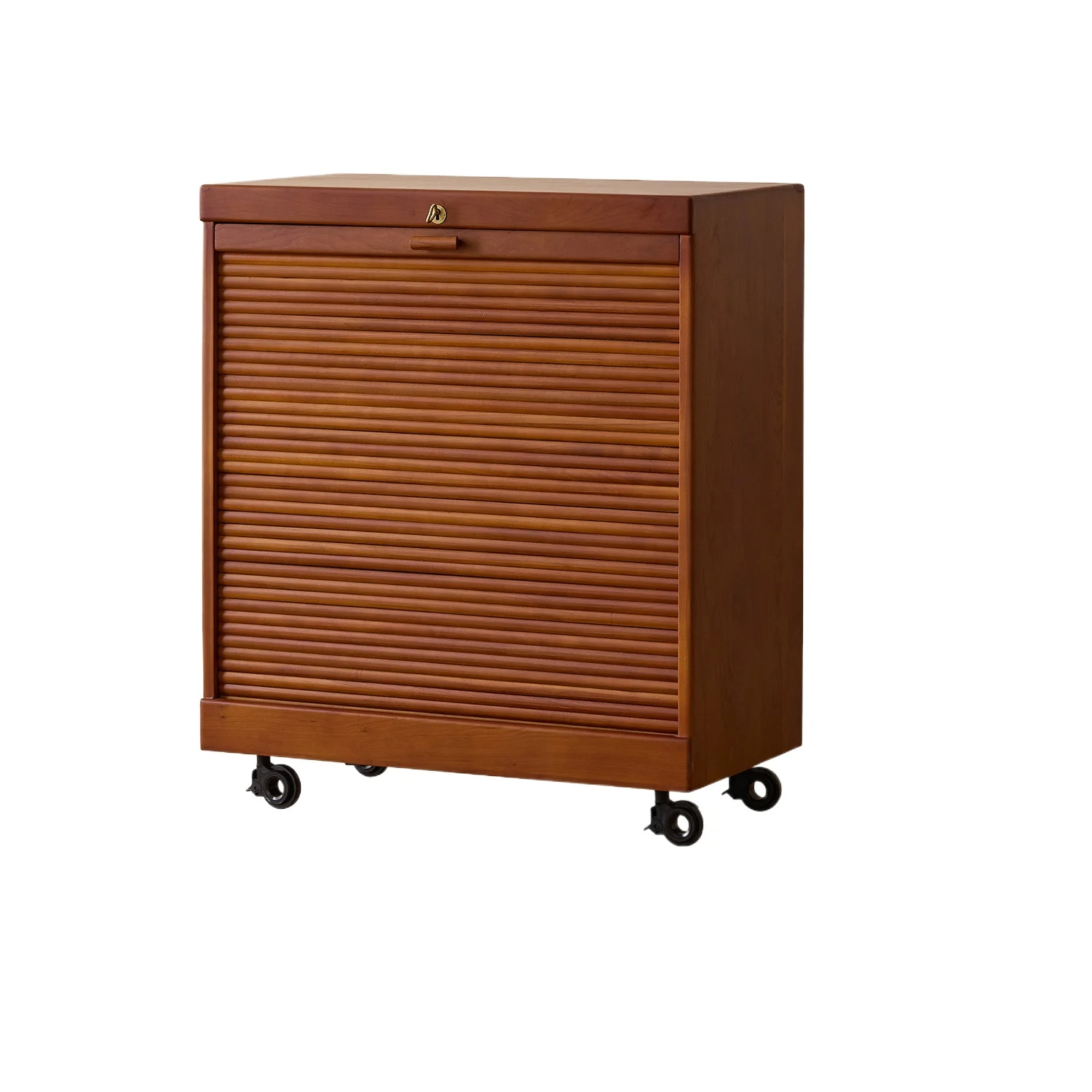 LLMM retro movable chest cabinet coffee table side cabinet medieval rolling shutter door cart storage