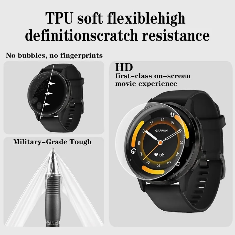 Película de hidrogel para Garmin Venu 3 3s 2 2s, película protectora suave de TPU, Protector de pantalla antiarañazos para Garmin Venu2 Venu3, no de vidrio