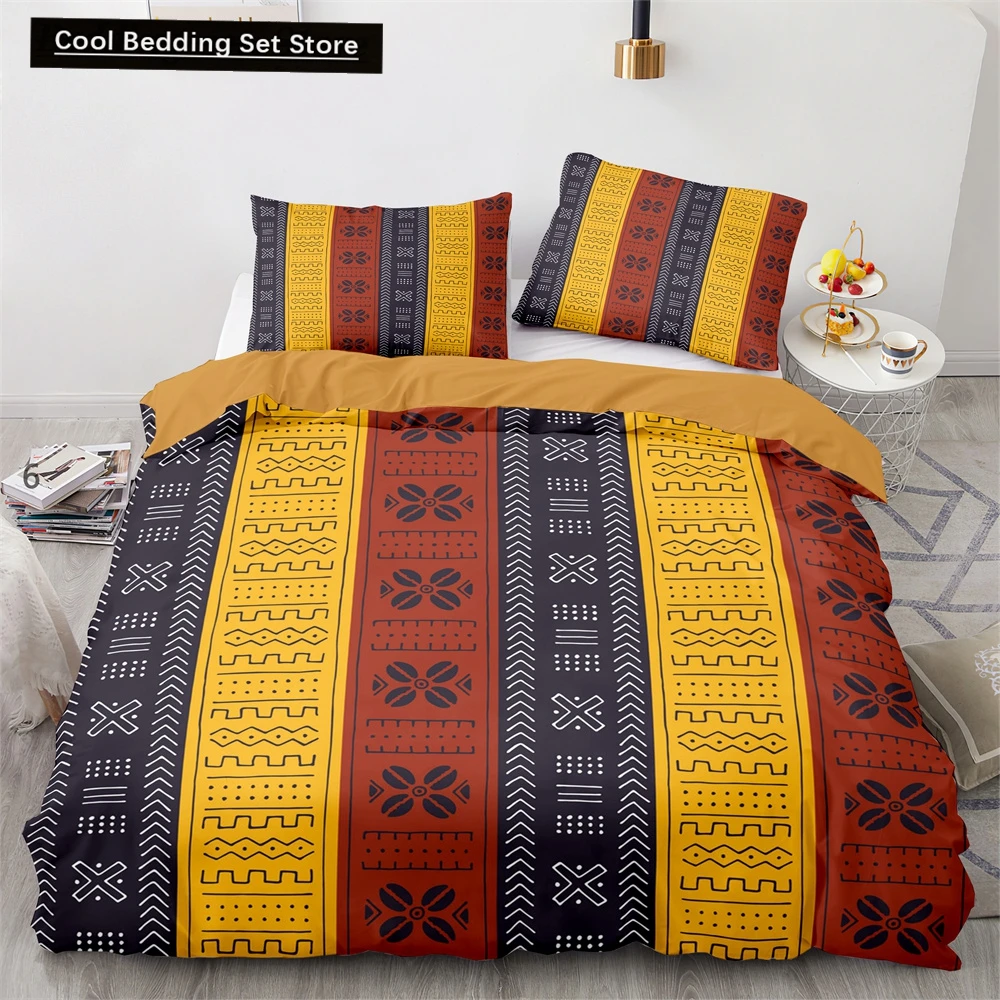 

Boho Tribal King Queen Duvet Cover Bohemian Symbol Style Bedding Set Exotic Ethnic Customs Quilt Cover Polyester Comforter Cover