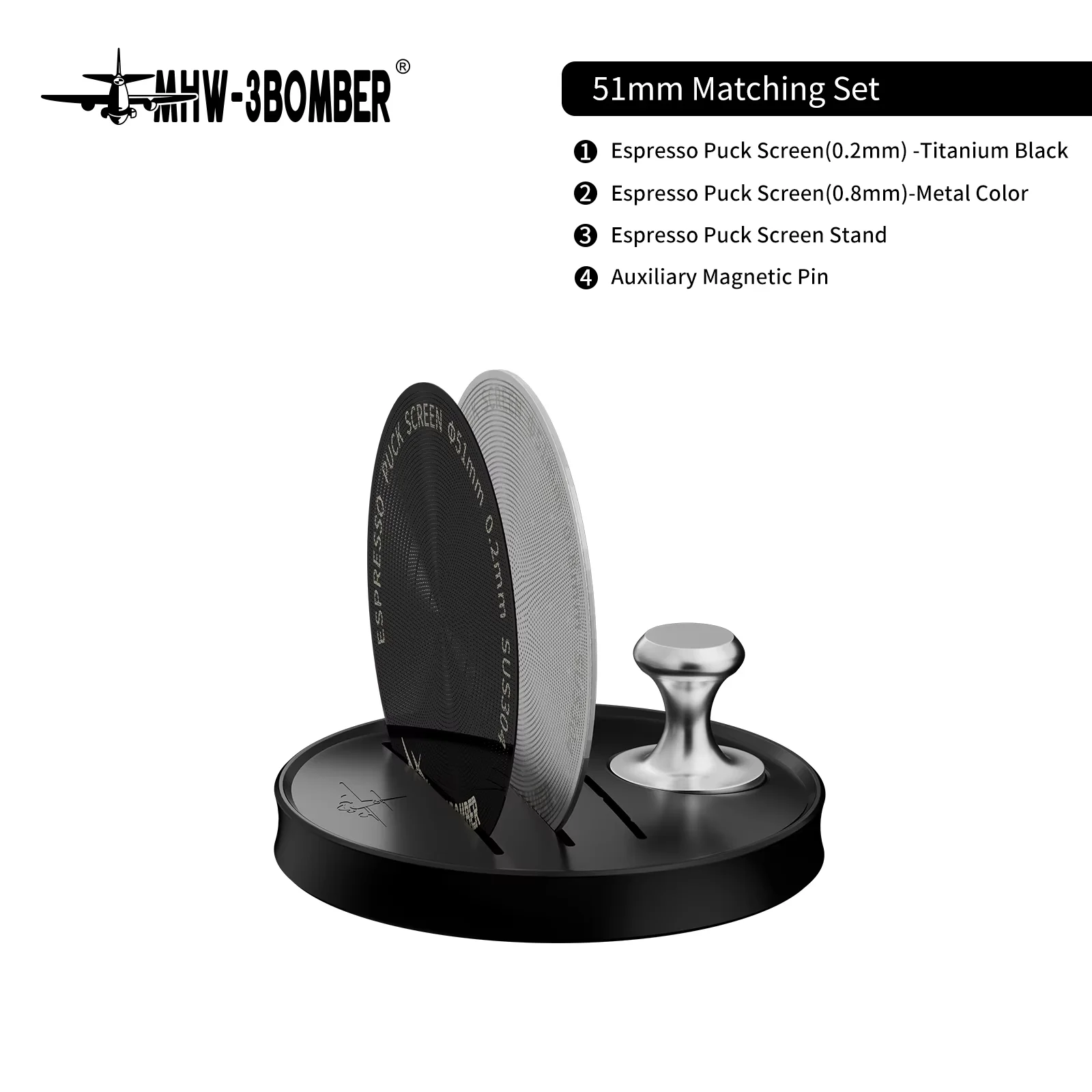 MHW-3BOMBER 51/53/58.5mm Puck Screen 0.2/0.8mm Metal Herbruikbaar Koffiefilter voor Espresso Portafilter Mandje Koffie Accessoires