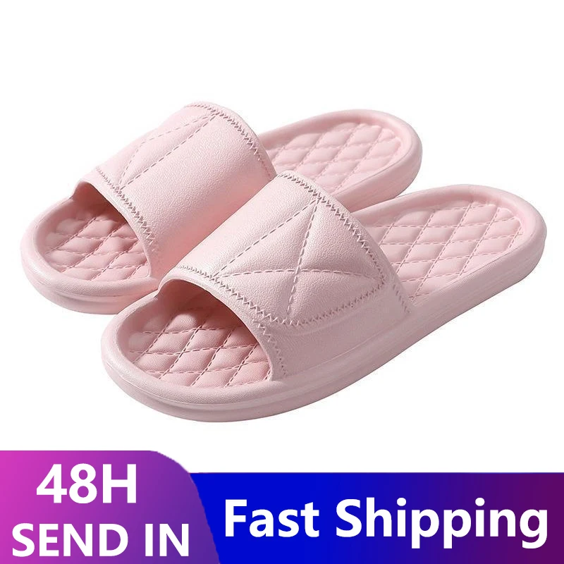 Fashion Concise Women Slippers New Summer Home Flat Lightweight Eva Bathroom Slippers Comfort Massage Women Indoor Slides