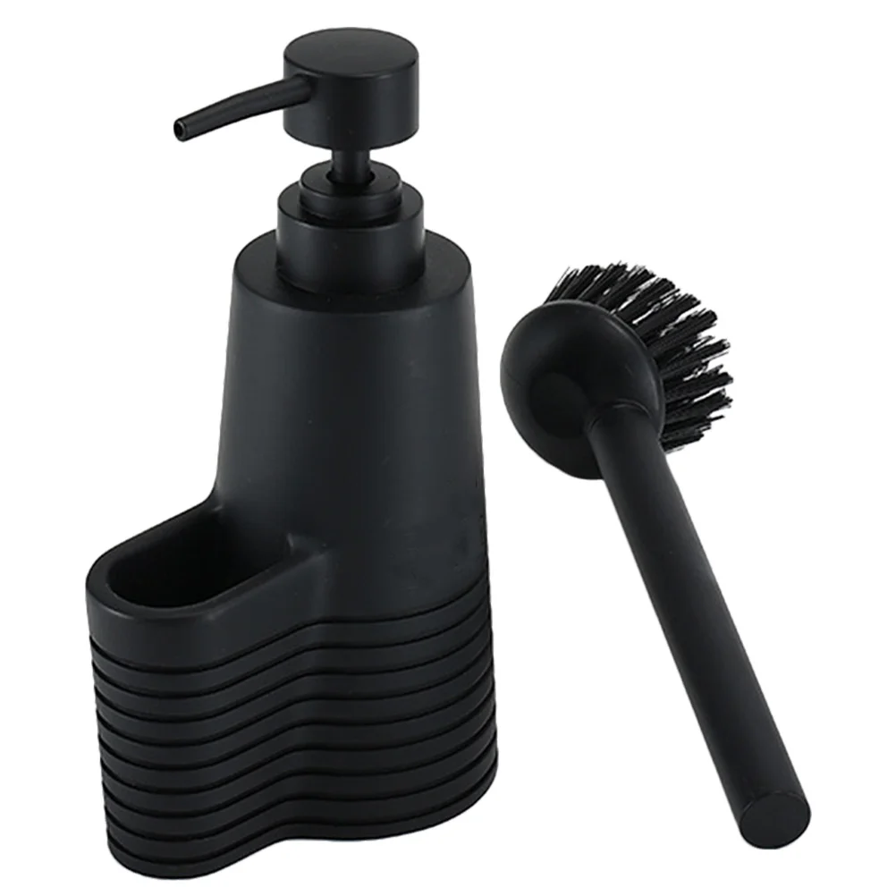 

1 set 1 Set Of Soap Dispenser With Cleaning Brush Resin Lotion Dispenser For Bathroom Kitchen Liquid Soap Container Portable