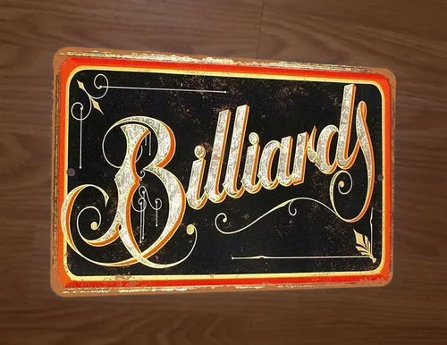 Vintage Looking Billiards  Metal Wall Sports Bar Sign