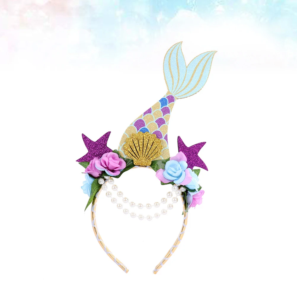 

Pearl Shell Girl Hair Hoop Cartoon Mermaid Accessories Lightweight Non Fading Ideal for Party Girl Hair Hoop Gift