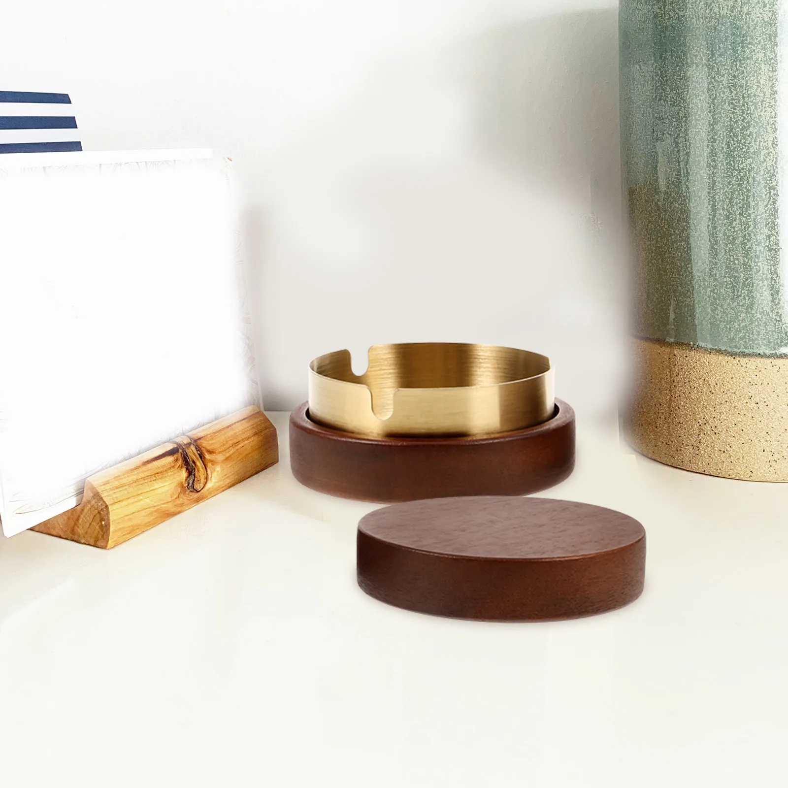 

Stainless Steel Ashtray Desktop Cigar Holder Tabletop Ash Receiver For Home Office Decor Vintage Style Smoking Accessory