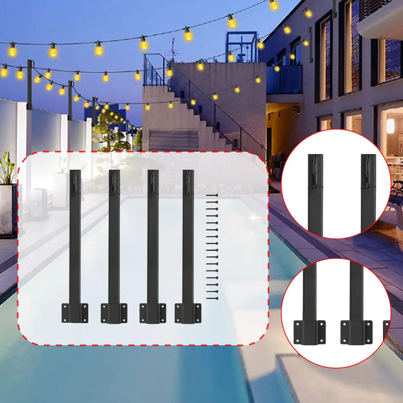 

4x Light Poles Pole Stand with Fork,Sturdy,Bracket,Light Poles for Outside Lighting Stand for Christmas Party