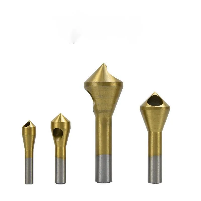 

4 шт., сверло для снятия фаски с наклонным отверстием, резак для снятия заусенцев с титановым покрытием, конечный инструмент для удаления алюминиевой пластины, дерева, пластика