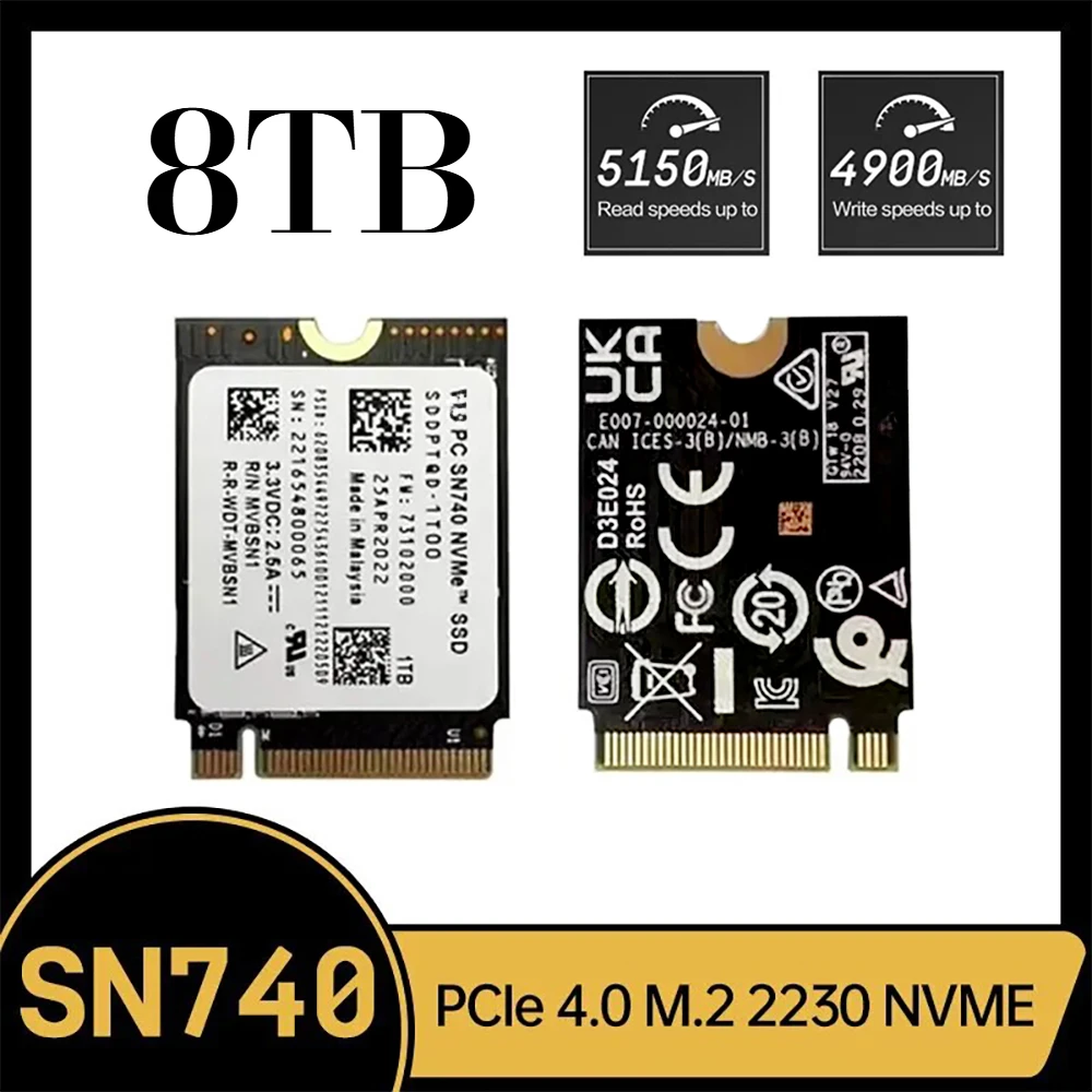 

SN740 NVMe SSD 2T 1tb 512GB M.2 2230 PCIe 4.0x4 for Microsoft Surface ProX Surface Laptop 3 Steam Deck