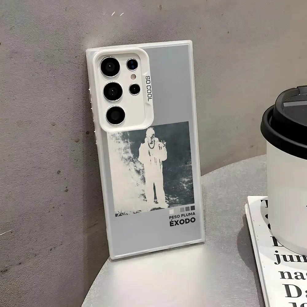 حافظة هاتف Pop P-Peso Pluma لهاتف سامسونج جالاكسي S25 Edge S24 S23 S22 S21 S20 Ultra Funda حافظة هاتف فضية ملونة من السيليكون