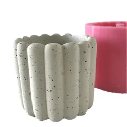 Silicone Flower Pot Molds, 3D Round Plaster, Resin Craft, Vase Planter, Candle Holder Mould