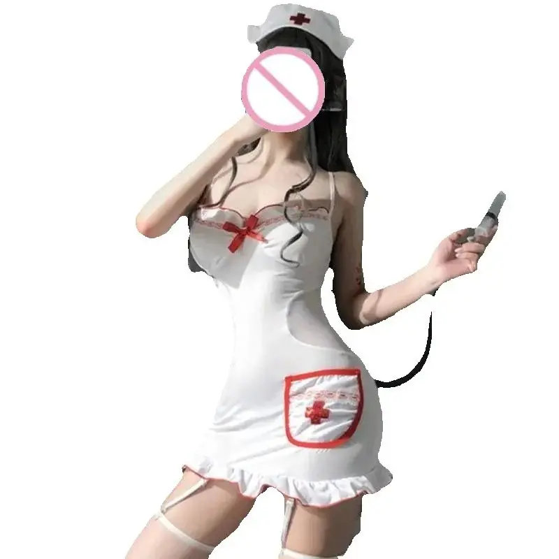 

Sexy Pajamas Women's Lingerie Erotic Nurse Uniform Hollow Out Cosplay Costumes Tempatation Mini Dress Exotic Sets New