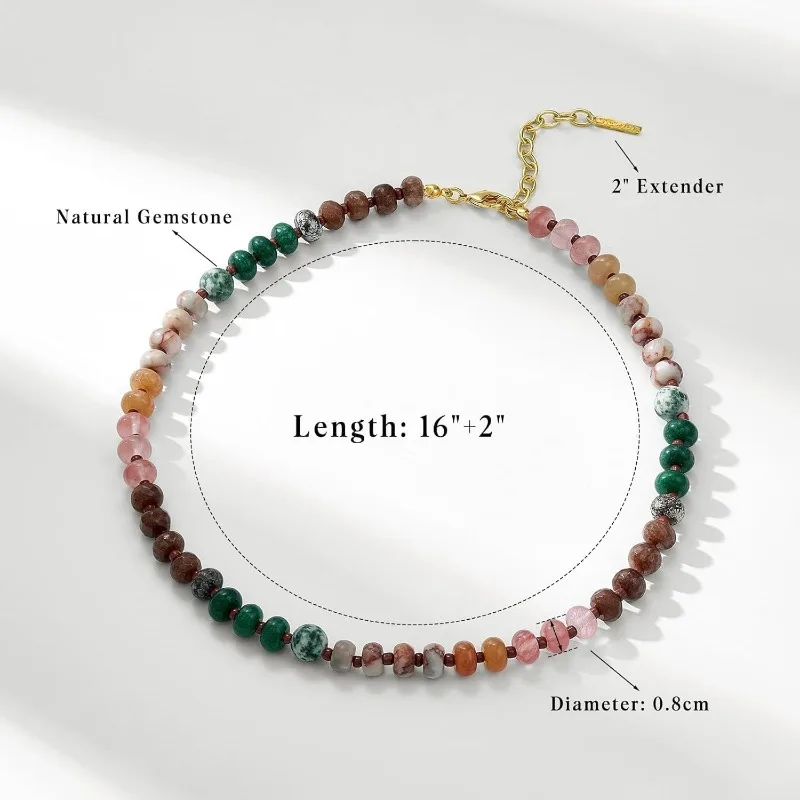 8mm Perlenketten für Frauen, Mütter und Mädchen, Edelstein-Boho-Choker, Handgefertigter Modeschmuck aus Naturstein für Herbst und Winter, Geschenke – Detail 1