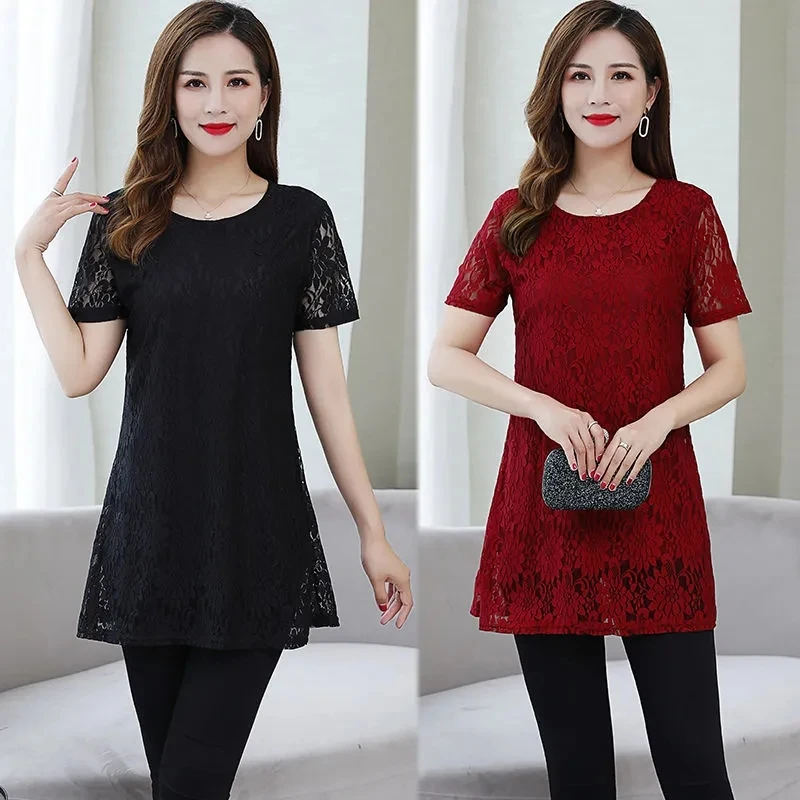 Women's Sweater Plus Size Tops Loose Hollow Lace Mid Length Stand Up Collar Top Base Shirt Female Sweater Women's Clothing Sales