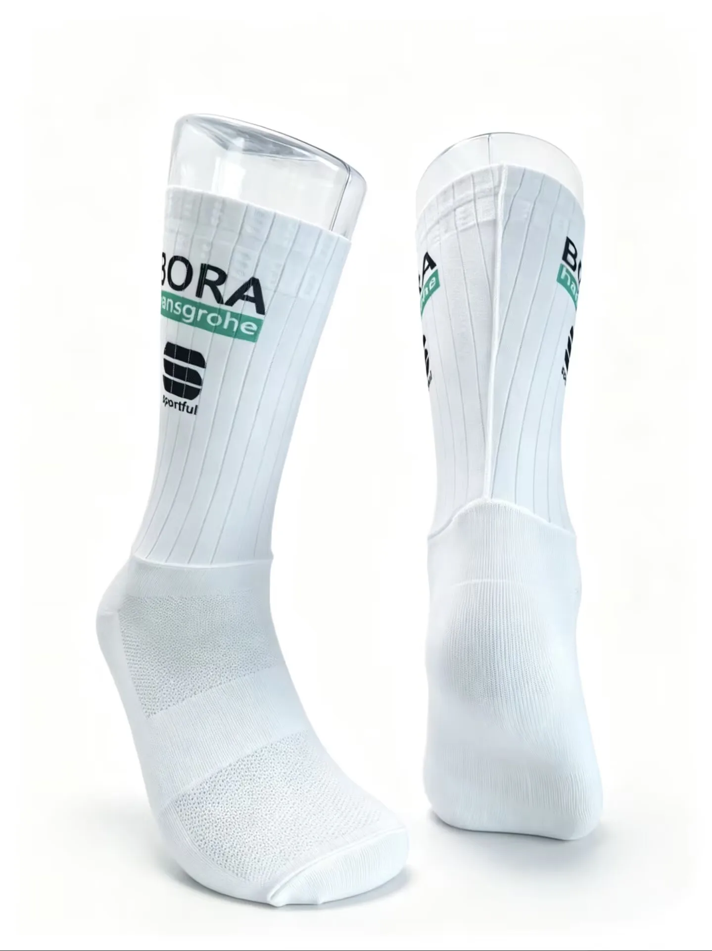 Calcetines de ciclismo de silicona antideslizantes con compresión Aero Pro Racing, Calcetines deportivos negros para hombre y mujer, Calcetines para correr y andar en bicicleta