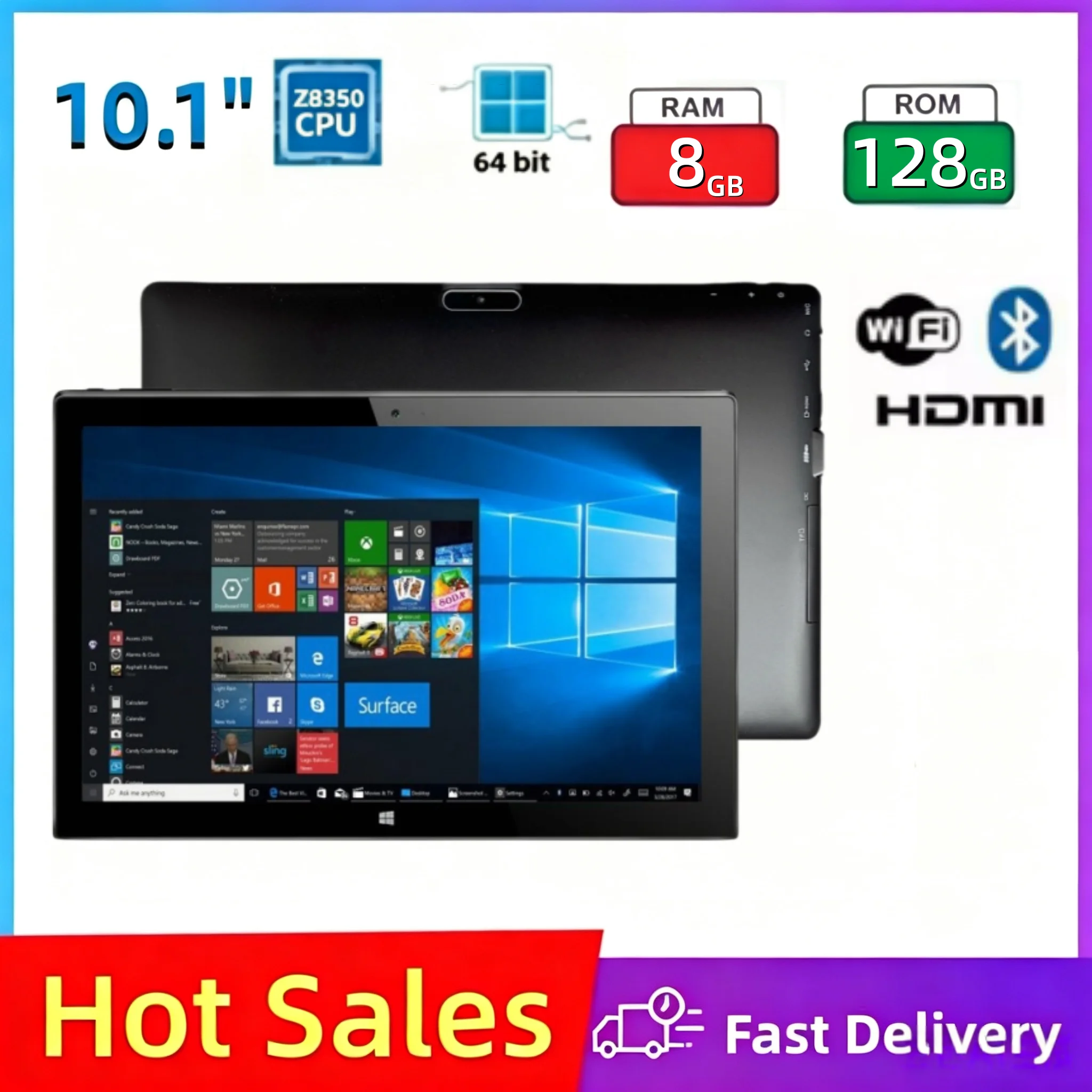 Hot Sales 64Bit AR10 10.1 INCH Windows 11 Tablet PC 8GB RAM 128GB ROM Intel Atom X5-Z8350 1280*800 Resolution Dual Cameras WIFI