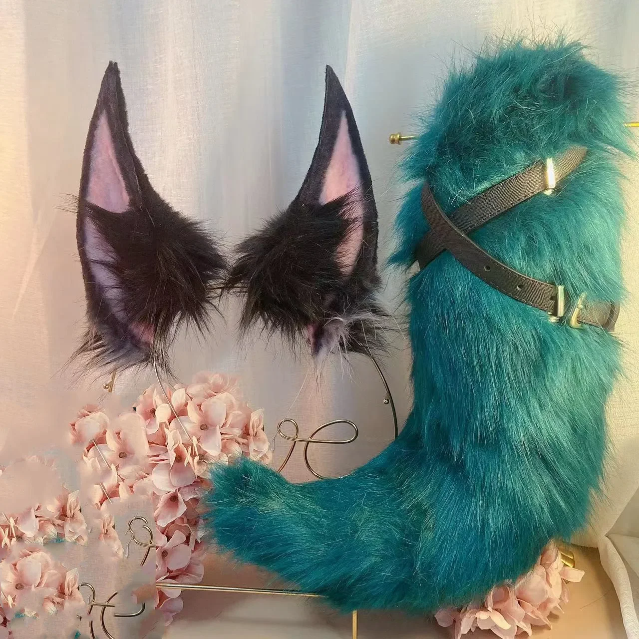 Custom Game Party Ear Prop Cosplay Earring KC Beast Tail Wolf Cat Fox Hair Hoop Hair Clip Hair Ornament Green