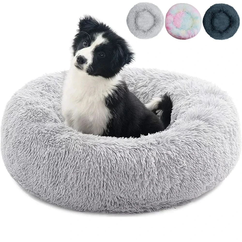 Lit rond en peluche super doux pour animaux de compagnie, maison pour chien, tapis de couchage, long, moyen, chaud, hiver, grand, chat, 50cm