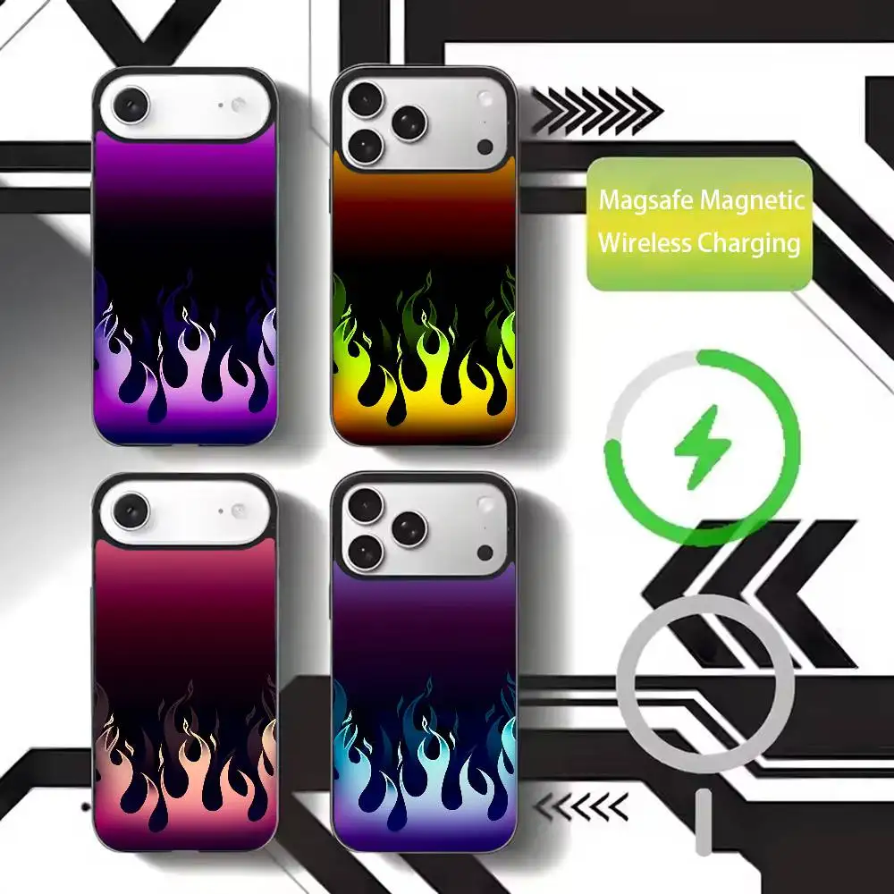 

COOL Flame Phone Case For iPhone17,16,15,14,13,12,11 Plus,Pro Max Magnetic For Magsafe Wireless Charging