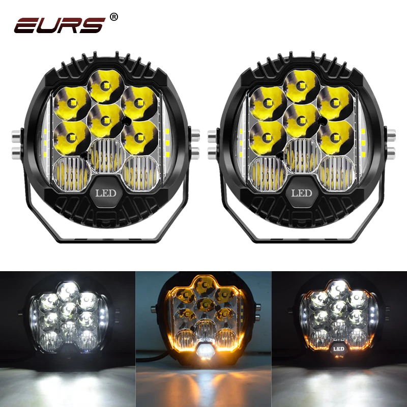 1pcs 5Inch LED Headlights DRL Hi/Lo Beam 50W 5000LM Work Light 9LEDS For Niva Motorcycle Lada Offroad 4x4 UAZ Wrangler Jeep JK