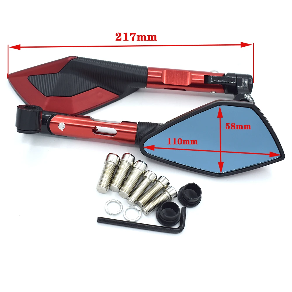 Motorcycle 10mm 8mm Universal CNC Aluminum Handlebar Rear View Mirrors Blue Anti-glare Mirror For Honda Scooter KTM duke 125/200