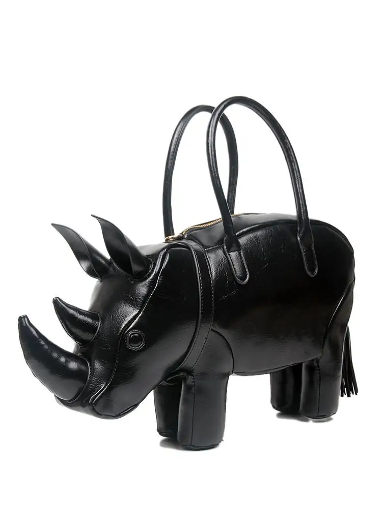 

New Fashion Personalized Creative Patent Leather Shiny Rhinoceros Shape Design Handbag Multifunctional Shoulder Cross Bag Trendy