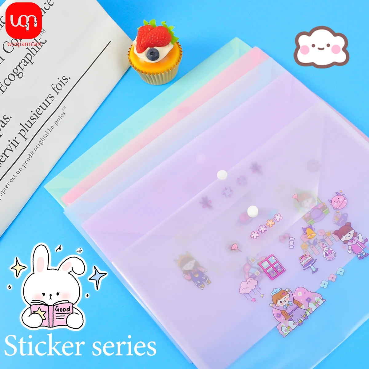 

WQN-10PCS A4 Transparent Folder File pp Stationery Storage File Plastic File Archive Pocket School and Office Supplies