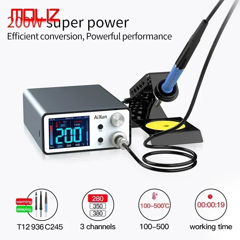 Aixun 200W T3A T3B Smart Soldering Station Support T12 T245 936 Handle Soldering Electric Welding Iron Tips For SMD BGA Repair