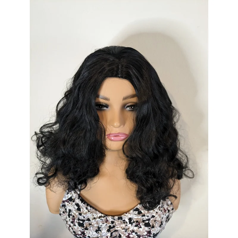 

Women Bla Wig 30 Inch Curly Wavy Wig Synthetic Hair For Lady Girl + Free Cap