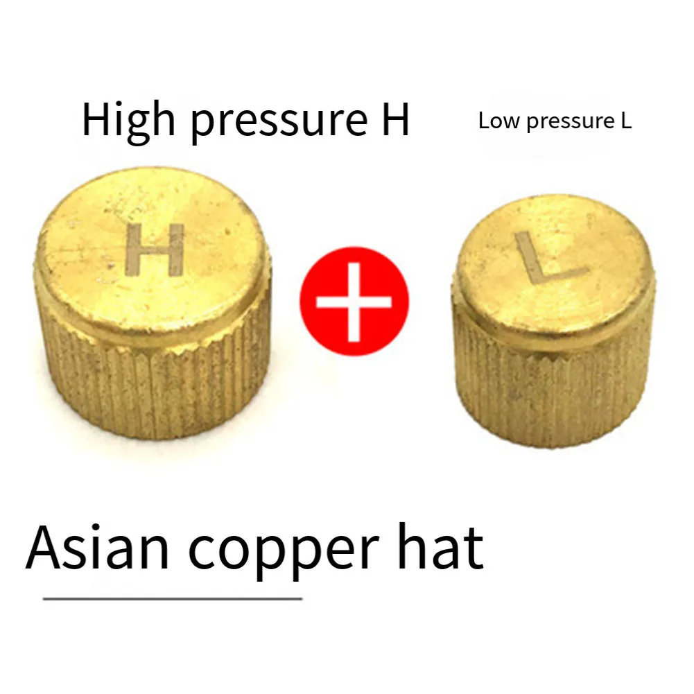 2pcs A/C Valve Cap For R134a Brass High Low Side Cap Metal Automobiles Parts Accessories Engines Engine Parts