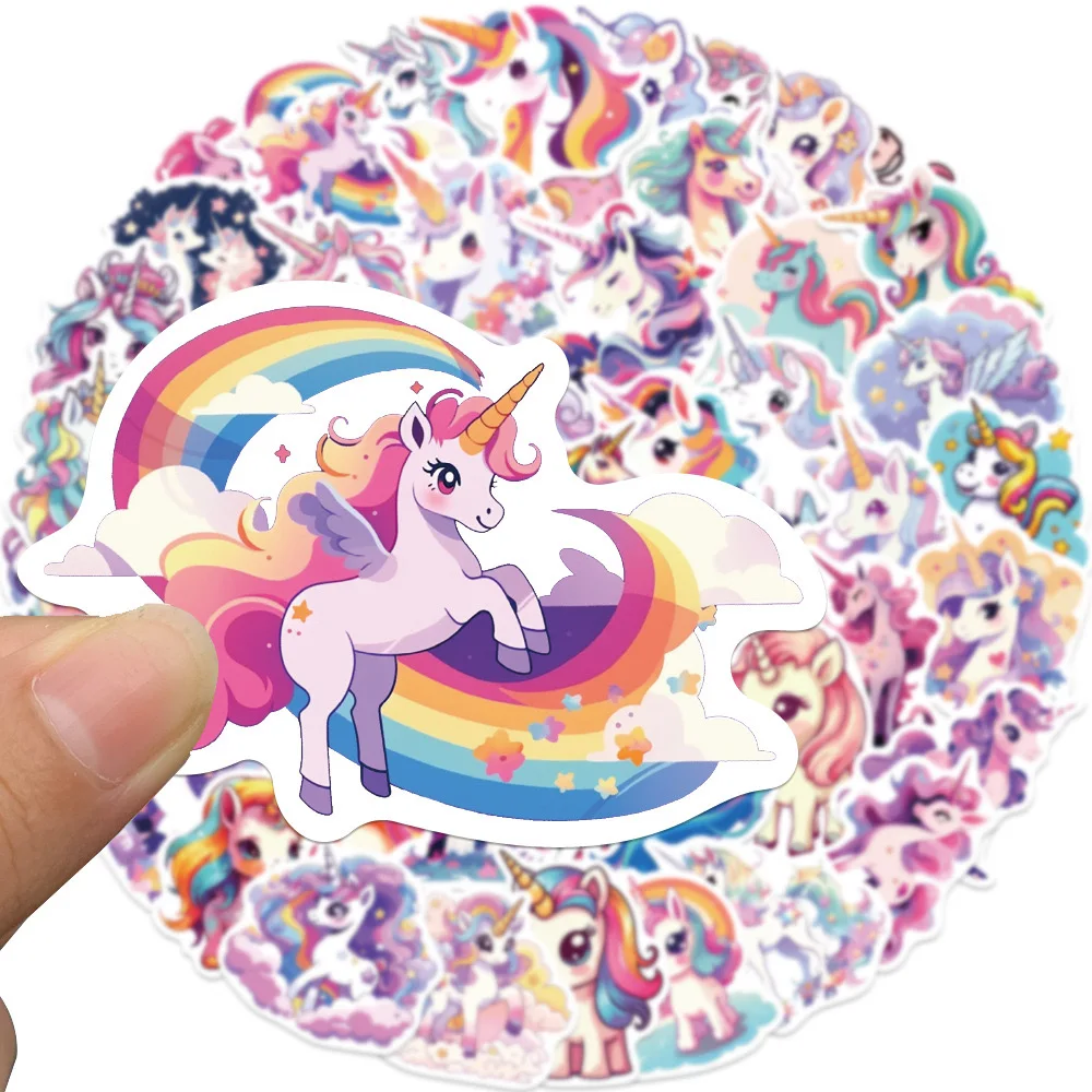 10/50pcs Cartoon Cute Rainbow Unicorn Stickers Pack for Scrapbooking Laptop Travel Luggage Laptop Wall Car Decoration Decal