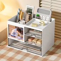 Desk Organizer Office Desktop Management Wooden Storage Boxes & Bins Home Office Storage Pen Holder Stand Mobile Phone Case