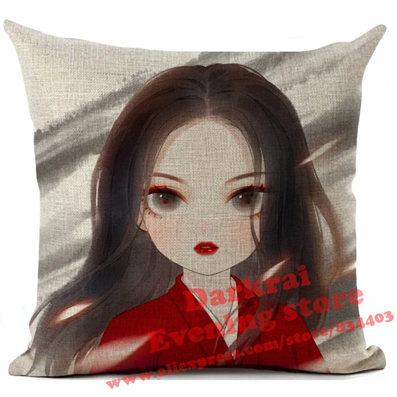Fairy Tale Princess Cushion Cover Cartoon Cute Girls Printed Living Room Sofa Decor Throw Pillows Home Decoration Pillowcase