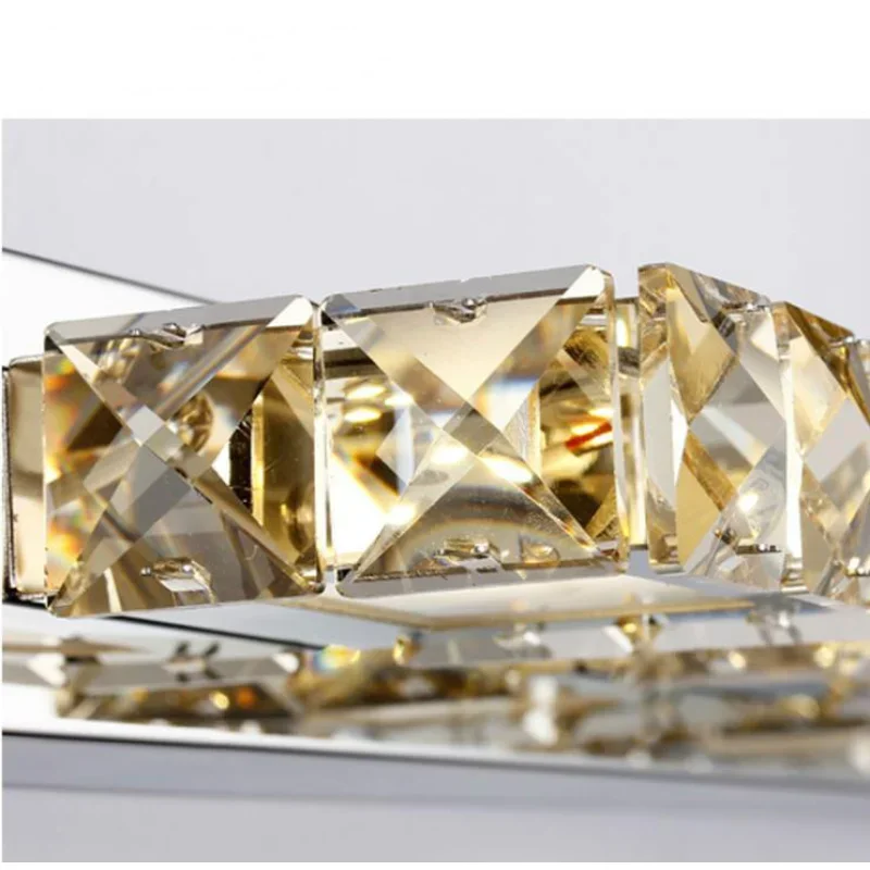 

Square Crystal Mirror 16/32/46/62cm Long Champagne/White LED Wall Light IC Driver 110/220v Bathroom Lamp