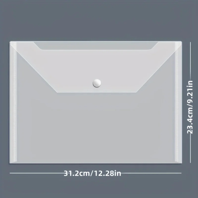 Busta in plastica da 20 pezzi, trasparente, impermeabile, riutilizzabile, con bottoni, formato A4, cartelle per la conservazione delle informazioni degli studenti, novità