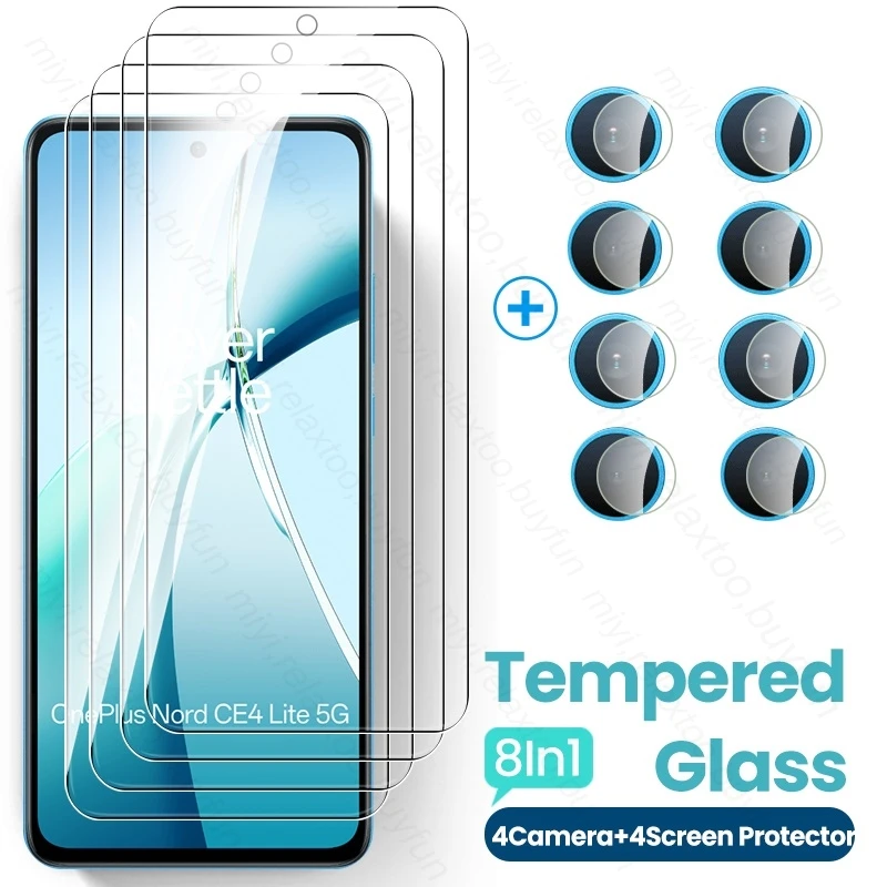 8In1 9H Tempered Glass Case For OnePlus Nord CE4 Lite Light 5G Protective Glass On One Plus NordCE4 1+Nord CE 4Lite Camera Glass