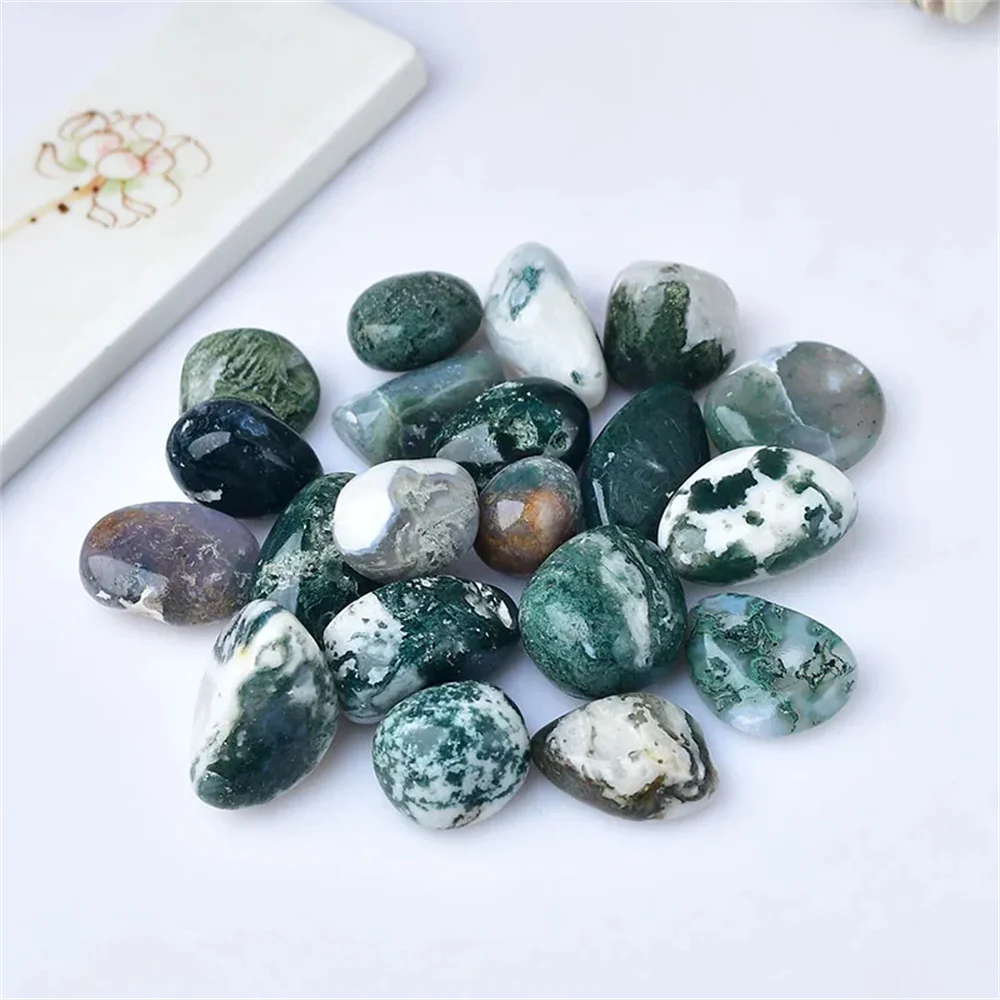 

Natural Moss Agate Irregular Shape Tumbled Stones Polished Quartz Crystal Healing Energy Home Mineral Garden Decoration