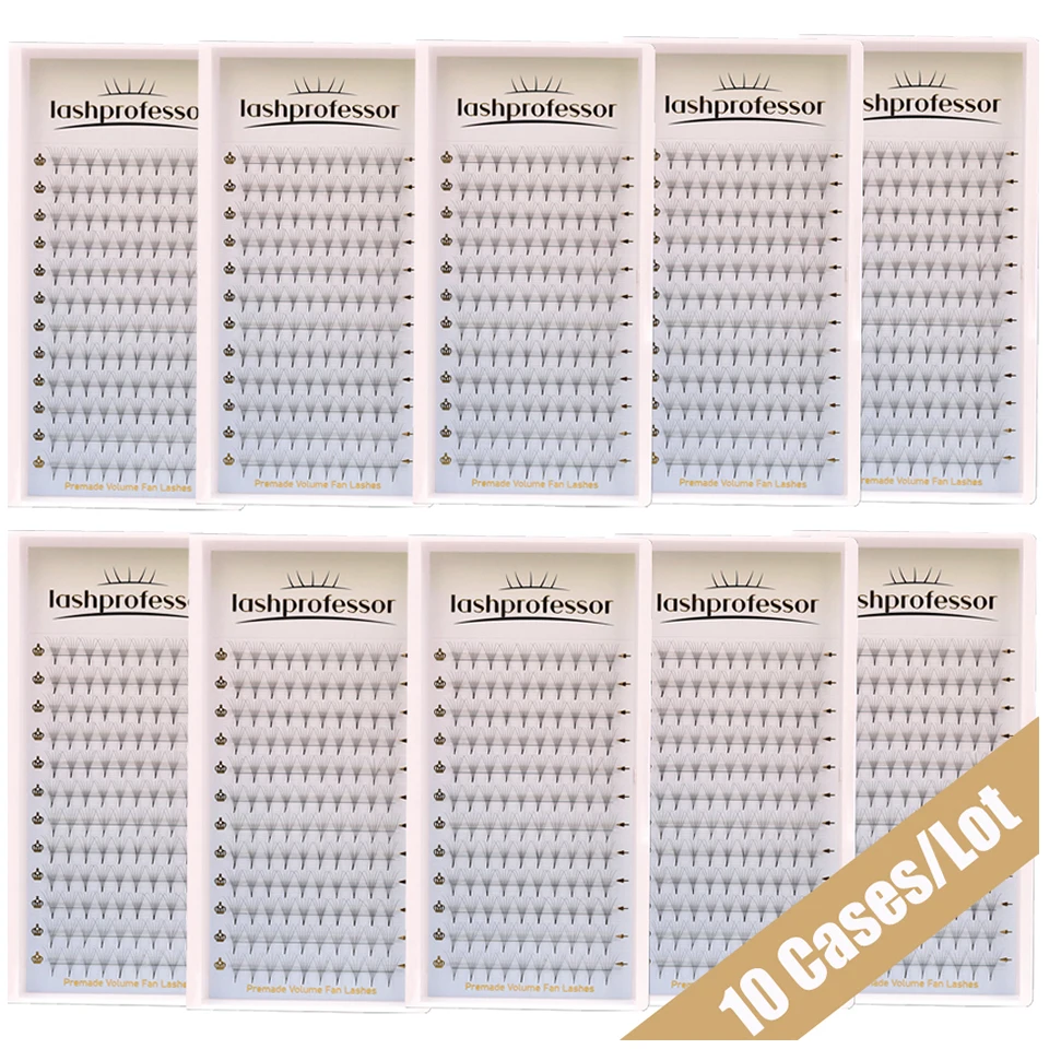 Lashprofessor 10 Cases/Lot Pointy Base Premade Volume Fan 5D 6D 8D 10D 12D Thin Stem Sharp Base Individual Lash Extension Cilios