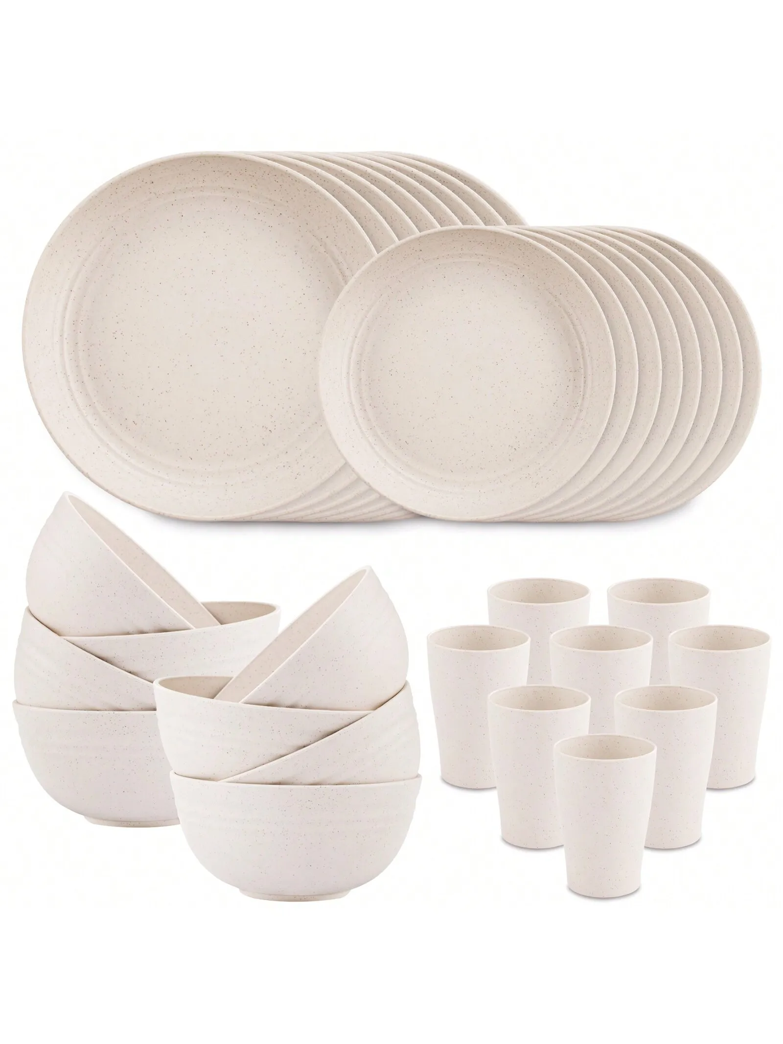 Wheat Straw Dinnerware Sets For 8,Microwave Dishwasher Safe,Unbreakable Dinnerware,Reusable Tableware Set