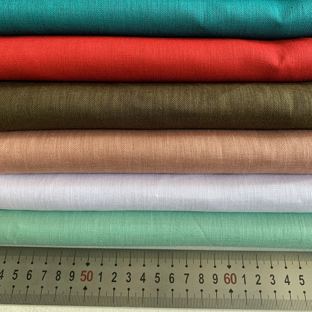 100% Linen Plain Flax Hemp Clothing Fabric Casual Pants Dress Robe Fabric Cool Breathable Retro by Meter