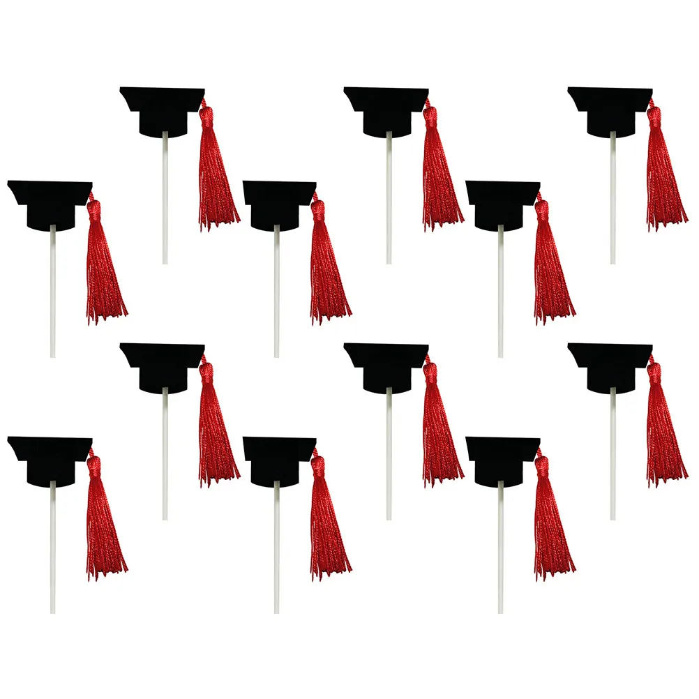 

12Pcs Graduation Hat Cake Topper Tassel Design Premium Food-Safe Decor for Graduation Party Cupcakes Desserts Diploma