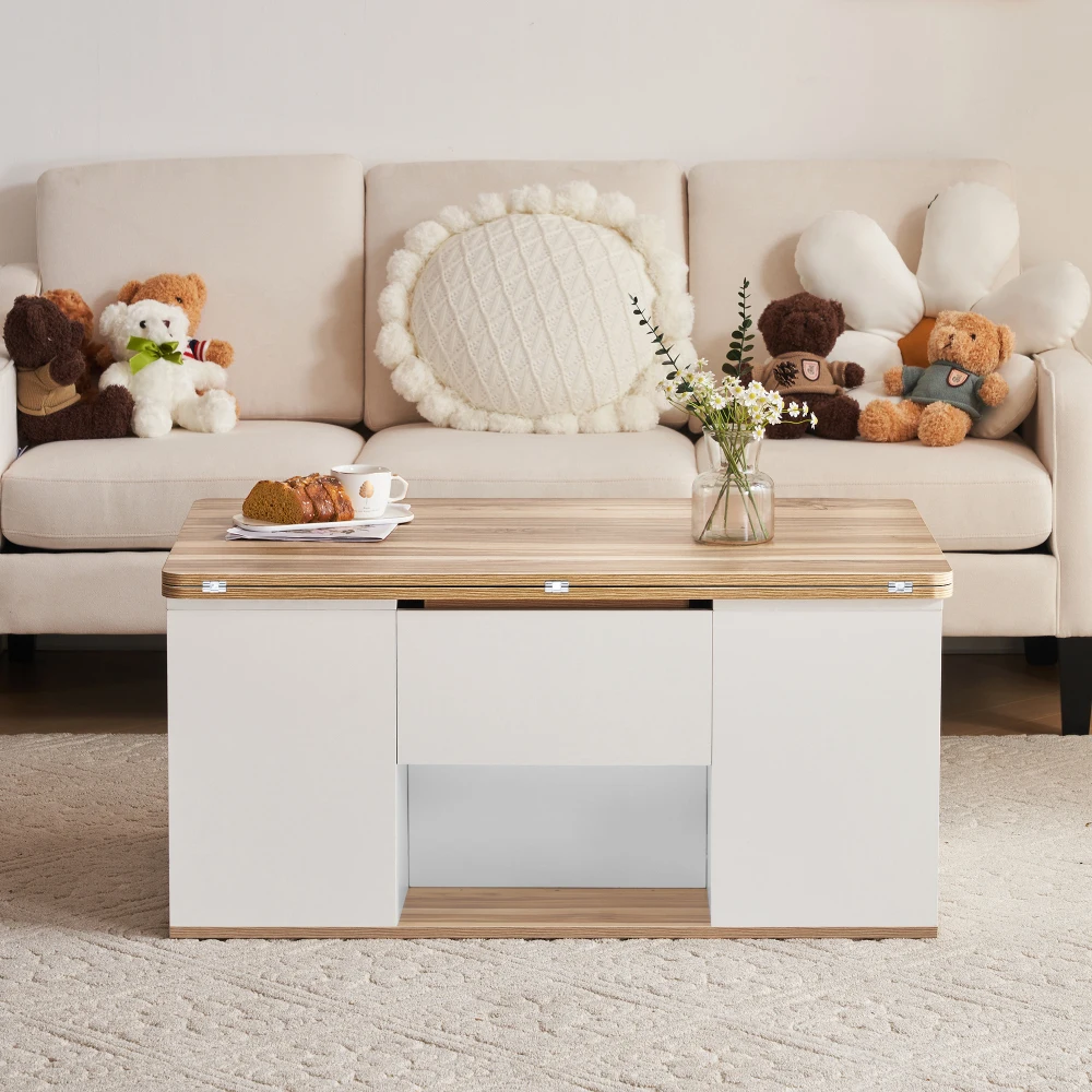 Moderner Couch-Couchtisch mit Dual-Lift-Mechanismus, versteckter Stauraum, Tragfähigkeit bis zu 50 kg, ideal für kleine Räume – Detail 15