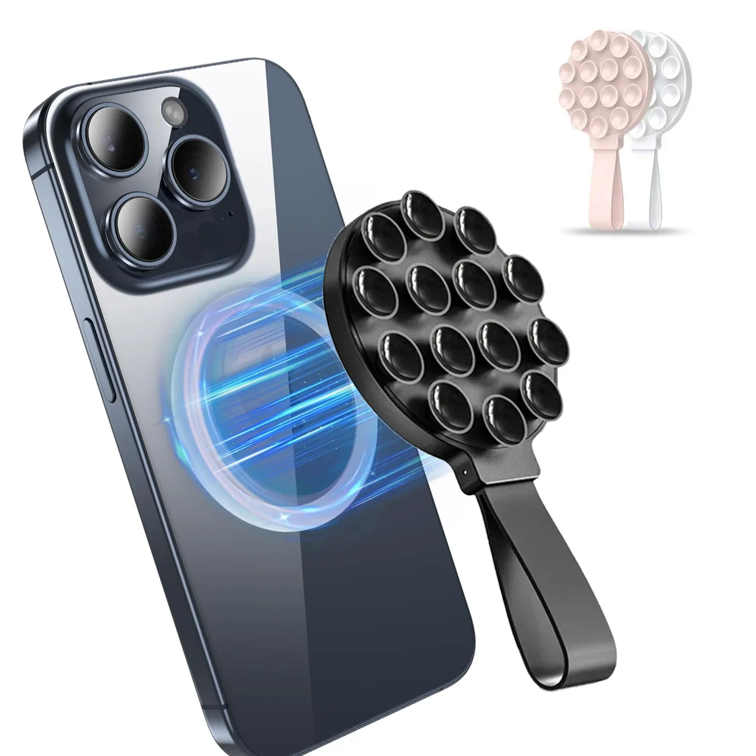 

Портативный ручной магнитный держатель для телефона с силиконовой присоской, подходит для всех гладких поверхностей, подставка Magsafe iPhone 17 ~ 12