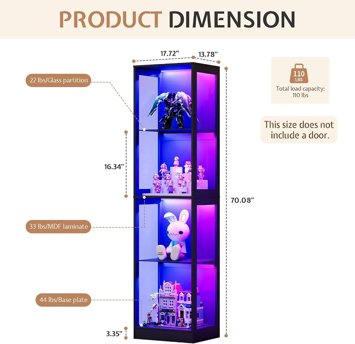 18 x 14-Inch RGB Lighted Display Cabinet