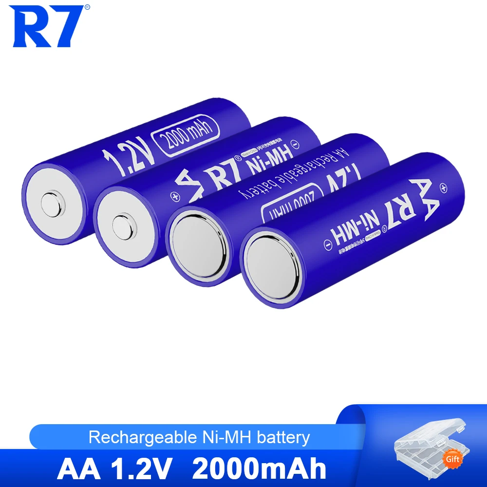 

2-8PCS R7 1.2V AA Rechargeable Battery 2000mAh Ni-MH Rechargeable aa Battery For camera Toy Car batteries