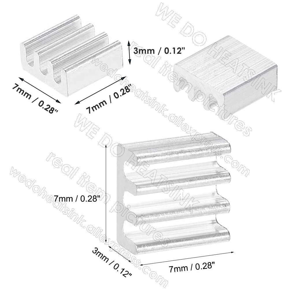 WE DO HEATSINK 7x7x3mm Without or With Thermal Pad Silver Aluminum Extruded Heat Sink Cooler Radiator for Electronic IC MOS CHIP