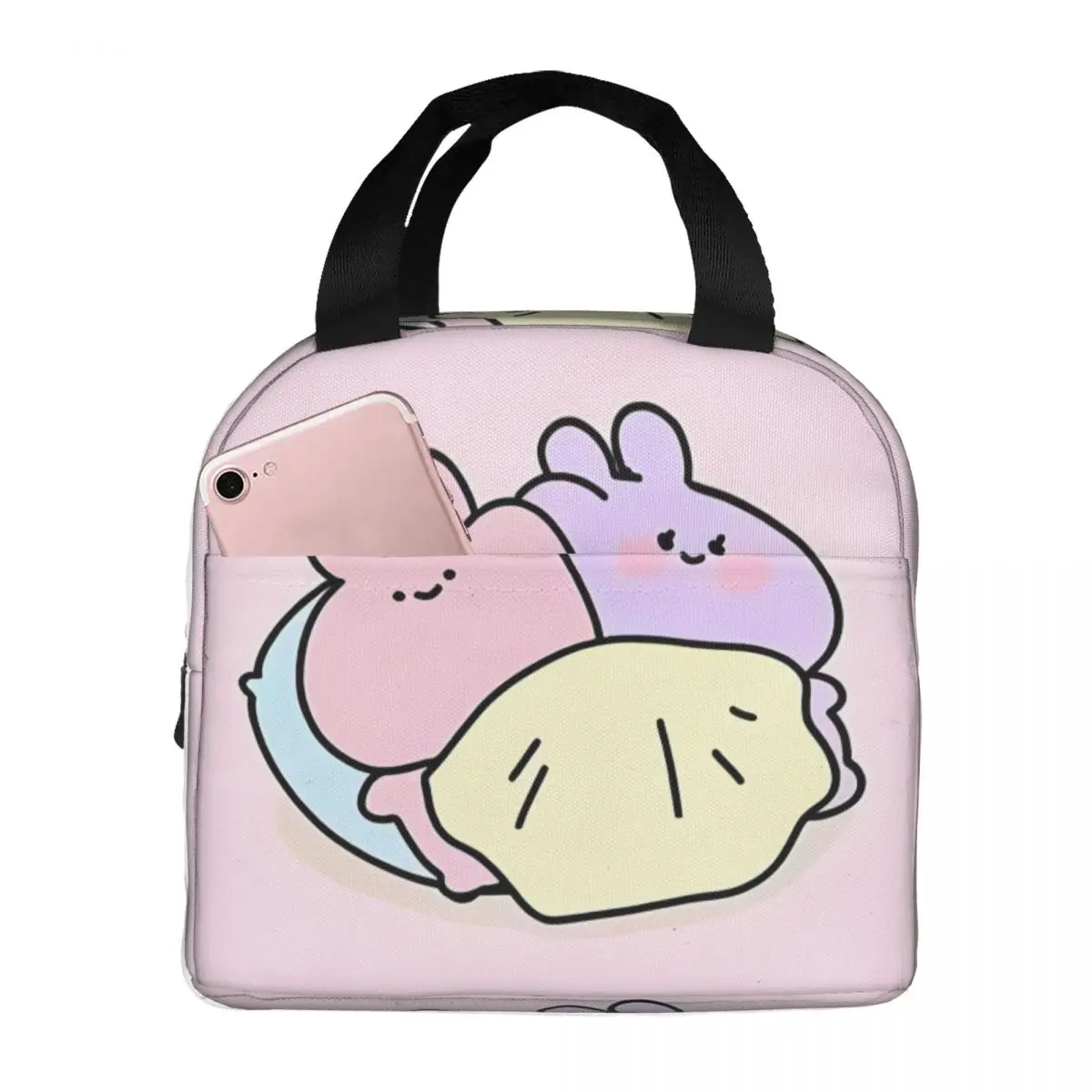 Asamimichaan Cartoon Insulated Lunch Bags Portable Asamimi Lunch Container Thermal Bag Tote Lunch Box School Food Storage Bags