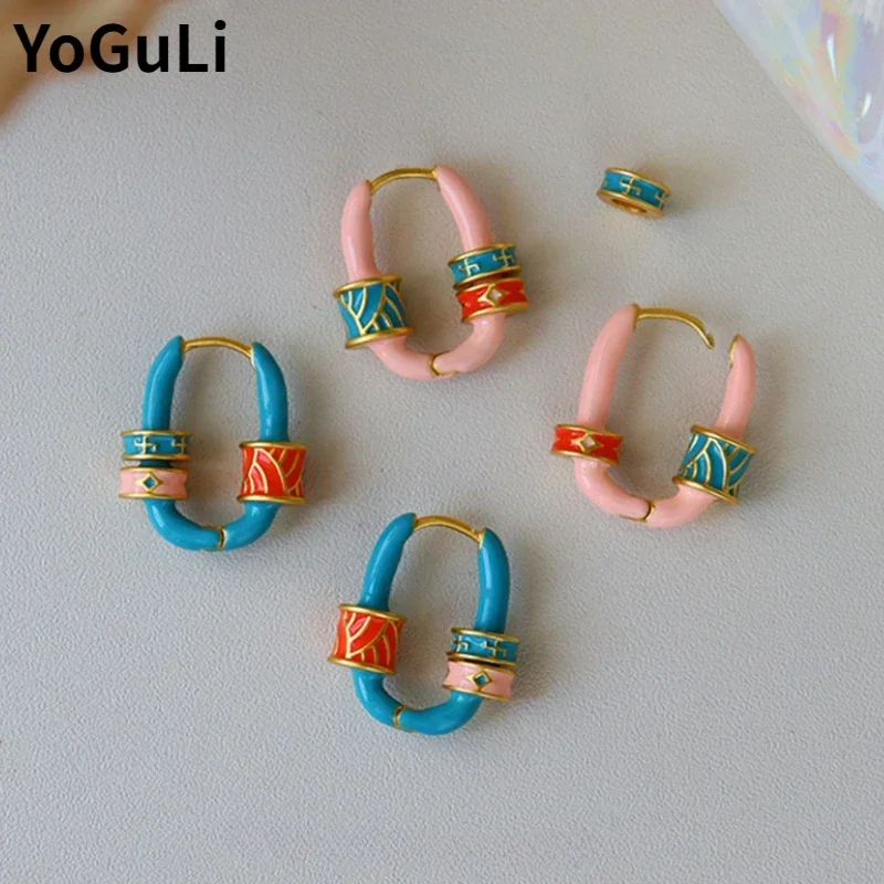 Fashion Jewelry Pretty Temperament Colorful Enamle Hoop Earrings For Women Girl Gifts 2024 New Design Ear Accessories Hot Sale