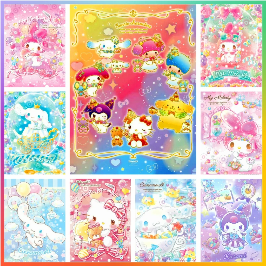 

Kuromi and My Melody милый Hello Kitty мультфильм Sanrio алмазная живопись набор для вышивки крестом мозаика вышивка пиксель 5D DIY печатный