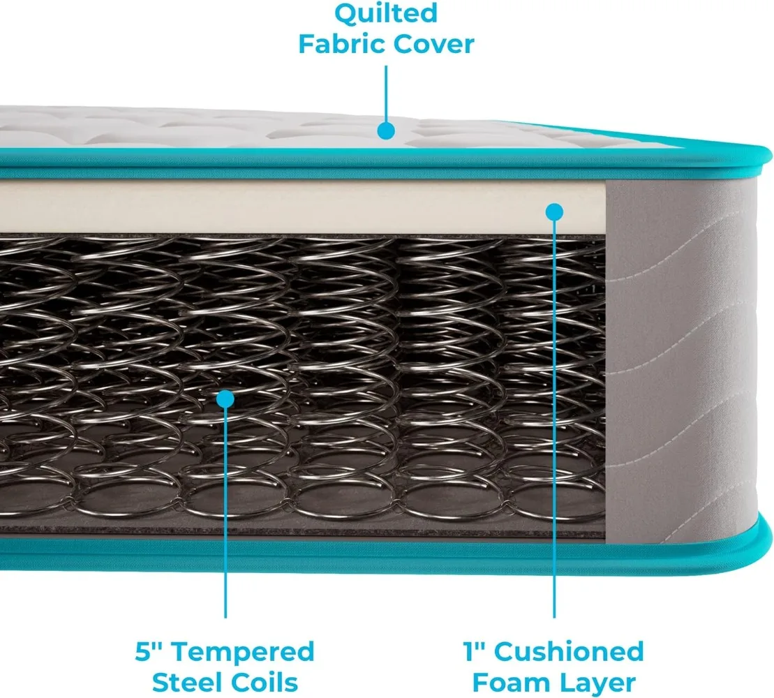 보넬 용수철 폼 레이어 매트리스, 단단한 느낌, 청소년 또는 어린이 침대, 손님용 침실, 6 인치
